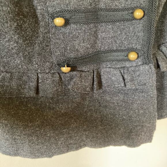 Loft Wool Military Jacket Pea Coat Peplum Charcoal Gray Size Medium Women's - Picture 5 of 13